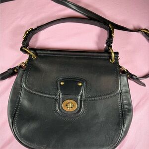 Coach Black Leather Willis Saddle Crossbody Bag